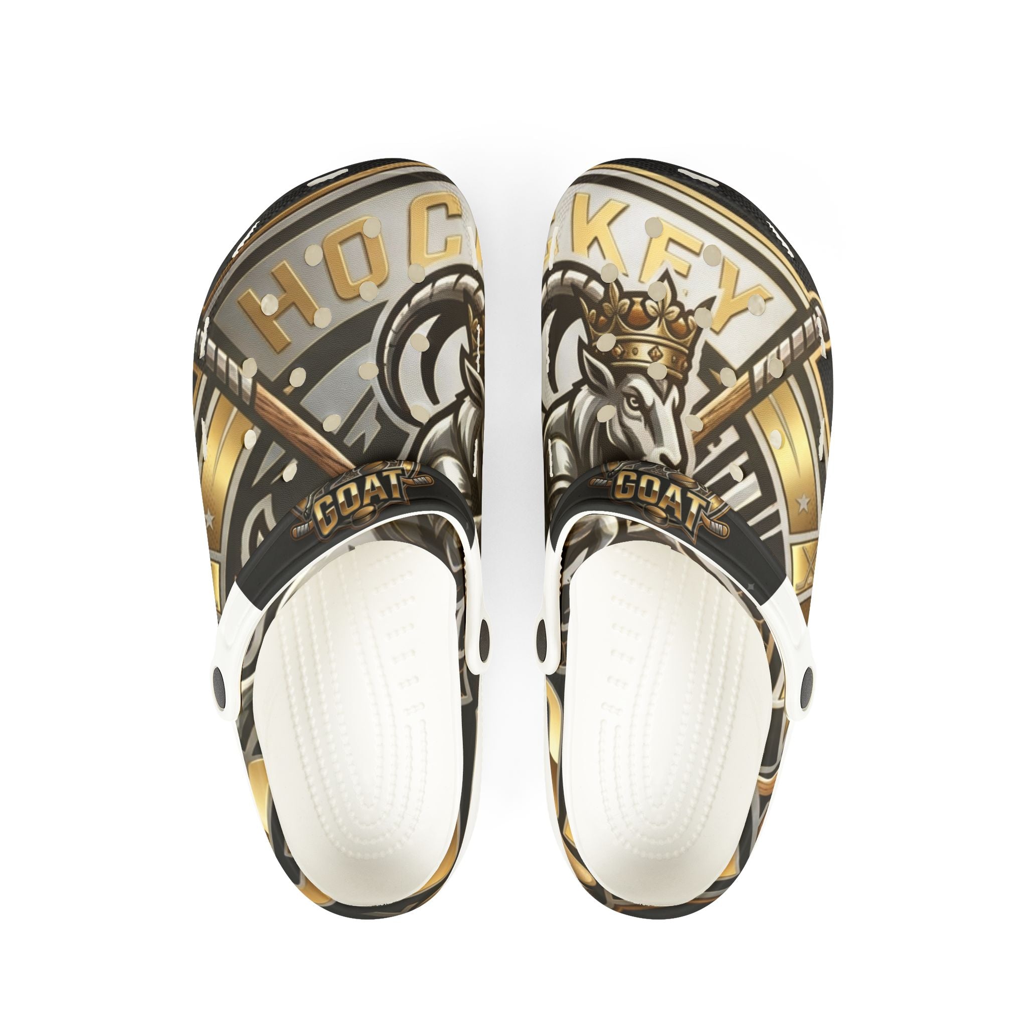 Teen/Adults Hockey GOAT EVA Foam Clogs — Lightweight Slip-On Shoes with GOAT Design